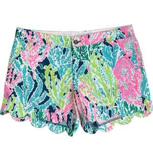 Lilly Pulitzer NWT Let's Cha Cha Buttercup Shorts Coral Mid Rise Resort Size 6